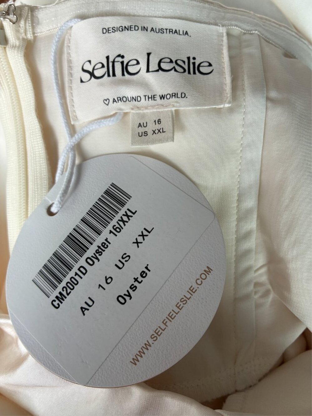 Selfie Leslie NWT Yvette Wrap Neckline Midi Dress in Oyster - XXL - Picture 9 of 16